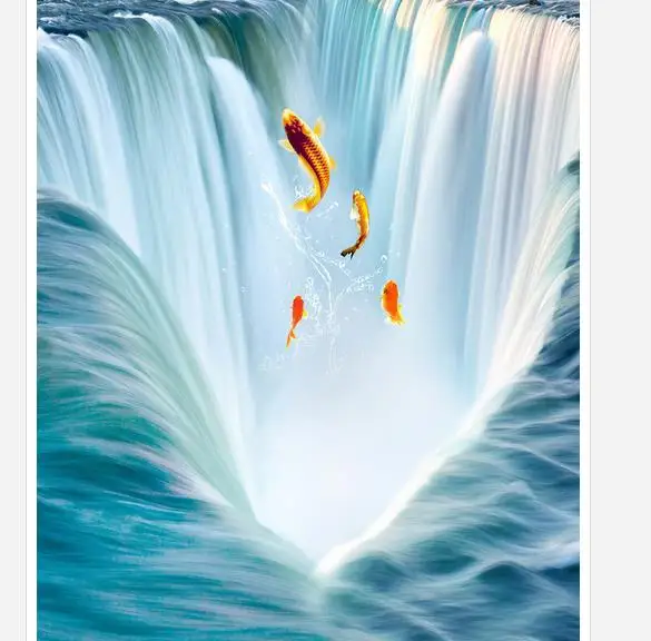 3D обои с рисунком пола водопад из ПВХ водонепроницаемые для ванной комнаты|painting