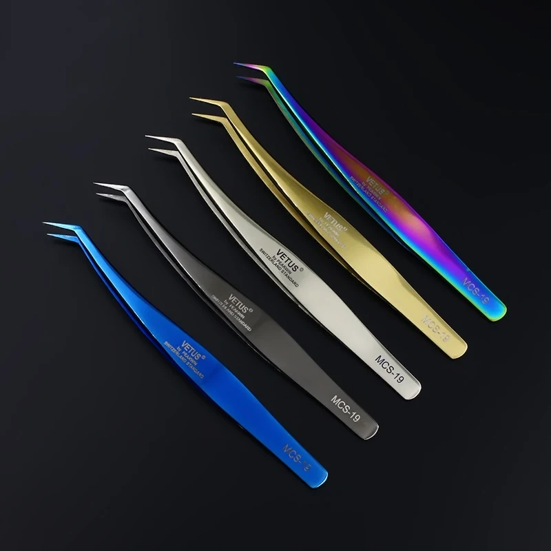 Новый 100% VETUS MCS18 /19 Радуга Пинцет для наращивания ресниц Пинцет из нержавеющей стали дельфин Пинцет 5 цветов на выбор