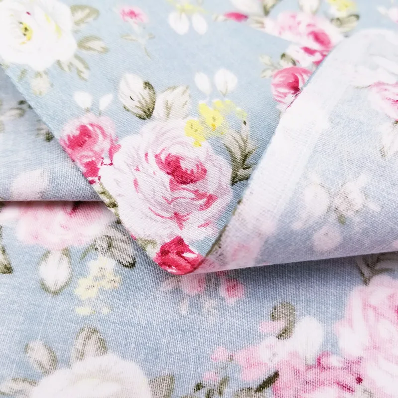 Горячая Распродажа хлопковая саржевая ткань с цветочным принтом прошитая