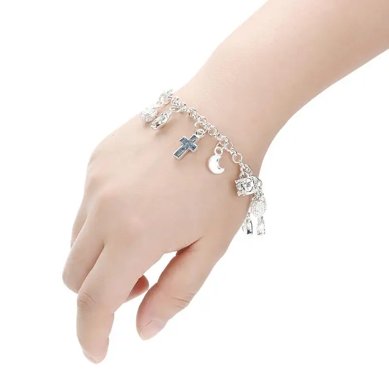 Bracelet for Women Cross Heart Lock Pendant Femme Chic bracelets &amp bangles Silver Color pulseira feminina Jewelry New | Украшения и