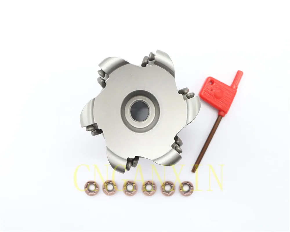 

New 1P EMRW6R080-6T-27W 6F lute Milling Cutter +6P RDMW1204MO 6320