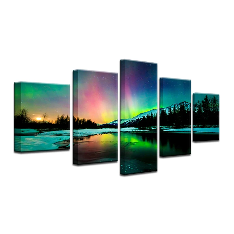 Новинка 5 шт./компл. холст художественные картины HD красочные Аврора Borealis