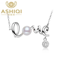 ashiq white natural freshwater pearl necklaces pendants 925 sterling silver jewelry for women love gift