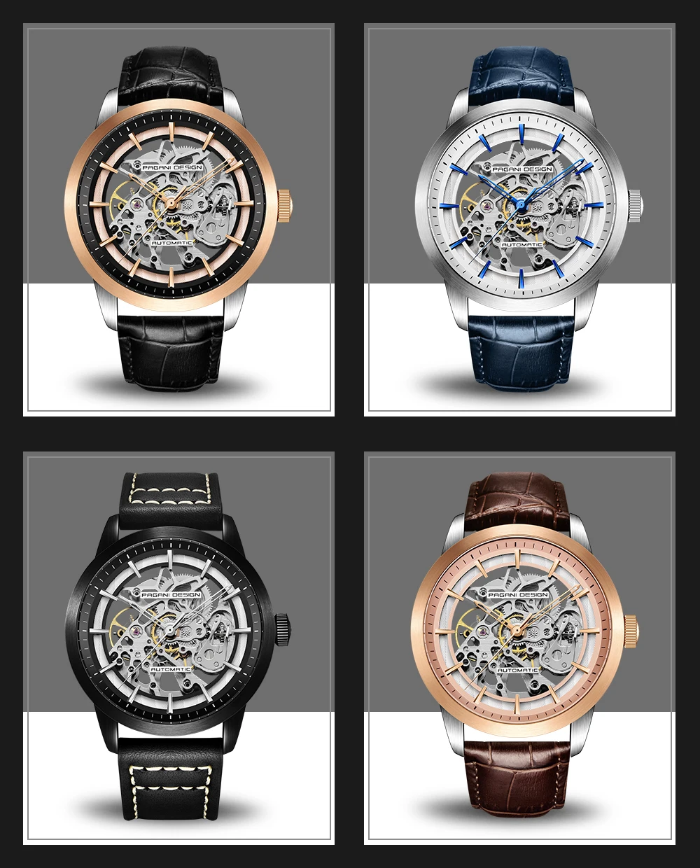 

2019 PAGANI DESIGN Tourbillon machinery Man Watch Luxury Skeleton Hollow Leather Men Wristwatch New Mechanical Male Clock