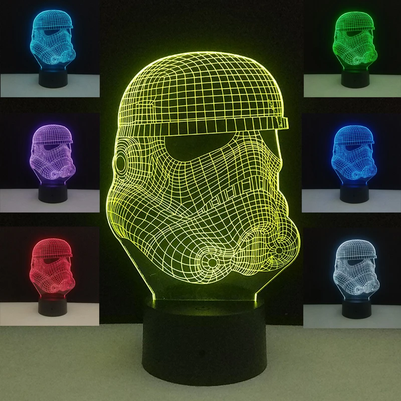 Звездные светодио дный войны герой LED 3D ночные светильники Настольная лампа 7