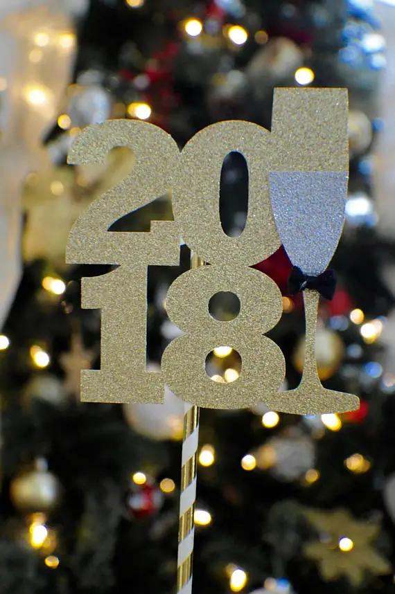 6 шт. новый год торт Топпер 2018 нового года вечерние торт| |