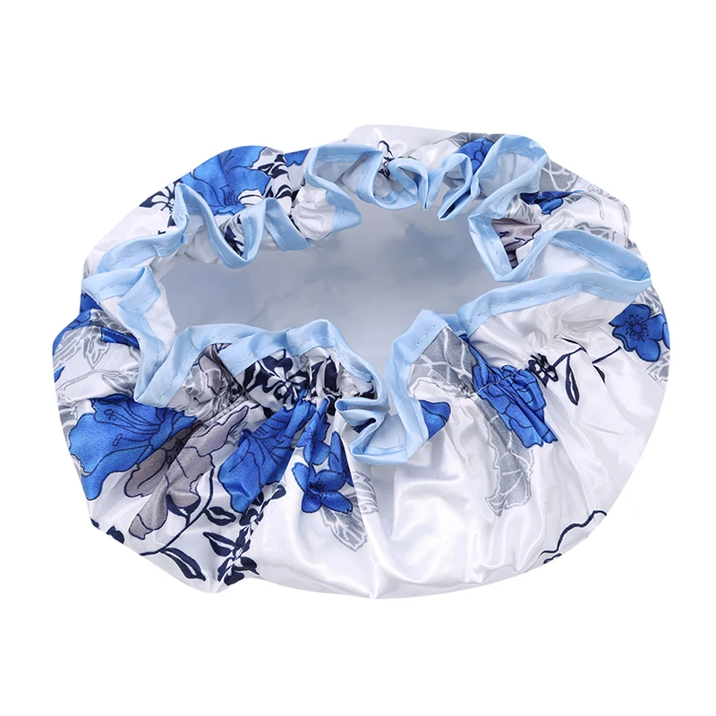 

1PC multi-style double-layer Printing Satin Waterproof Shower Cap Barbershop Supplies