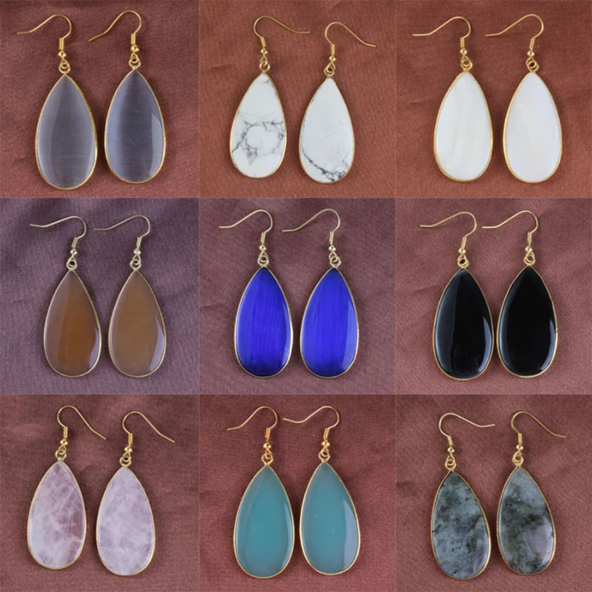 

xinshangmie 1 Pair Elegant Style Light Yellow Gold Color Modern Stones Drop Dangle Earrings for Women Design Jewelry Making