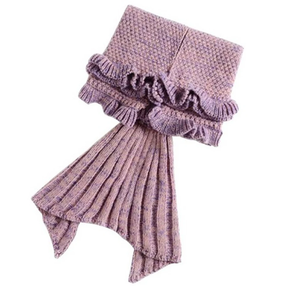 

Kids Girls Pajama Bedding Sofa Mermaid Blanket Wool Knitting Fish Tail Blankets Warm Sleeping Bag Children Princess Loves Gift