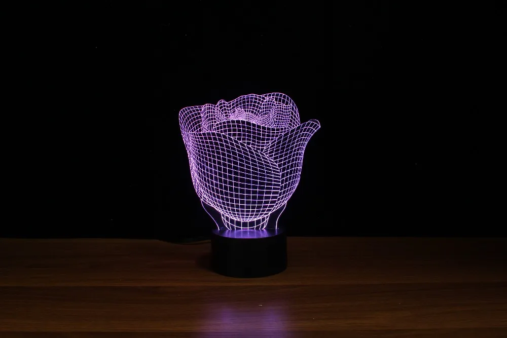 Светодиодная лампа с оптической иллюзией 3d в форме розы/настольная