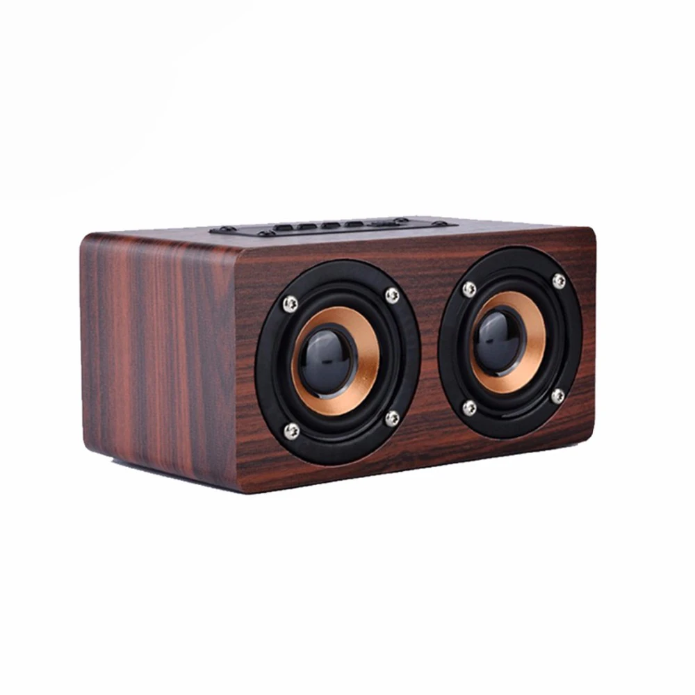 Ретро деревянный Bluetooth динамик HIFI беспроводной двойной громкоговоритель 3D
