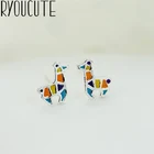 Женские серьги серебристого цвета, подарочные украшения в виде оленя, 2019