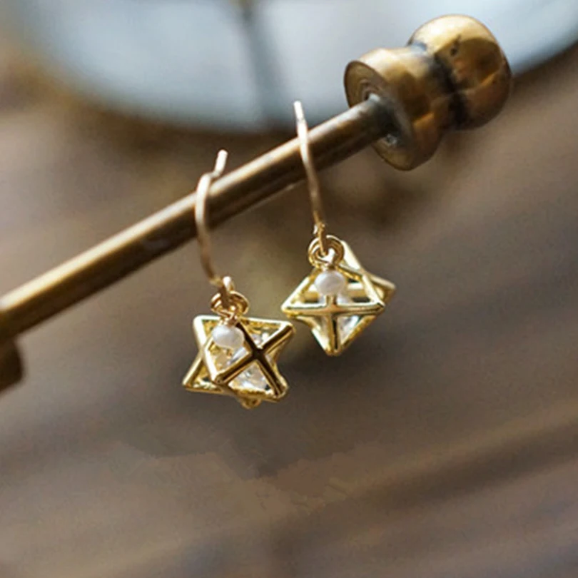 Женские Висячие серьги, 14k золото, хорошее ювелирное изделие, аксессуары, элегантный подарок для девушек, Пресноводный Жемчуг, кристалл, висячие серьги, крючок для женщин