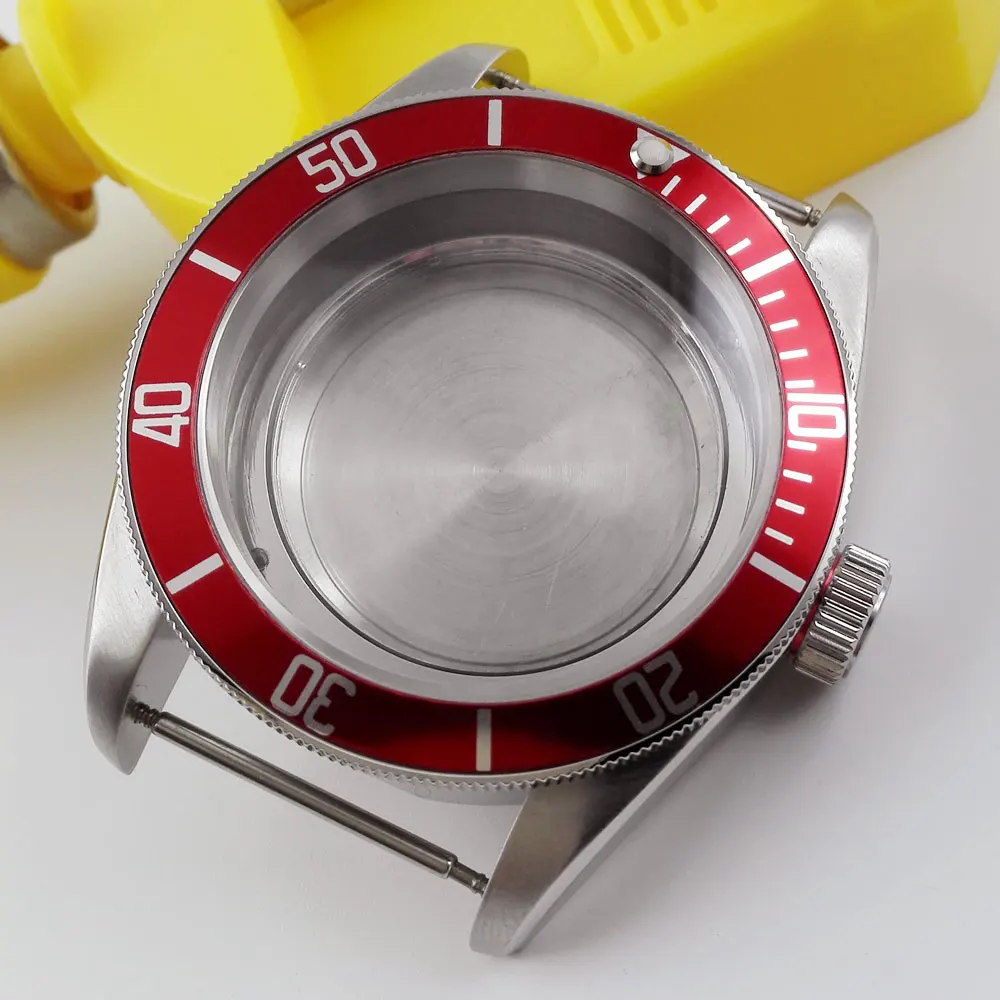 41 мм красная вставка ободок часы с сапфировым стеклом чехол подходит ETA 2836