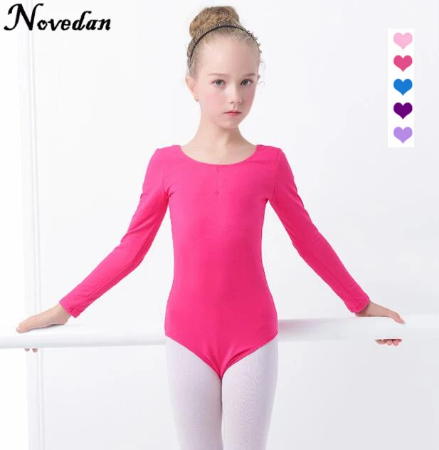Детское хлопковое трико с коротким/длинным рукавом черное/розовое|gymnastics dancewear|dance