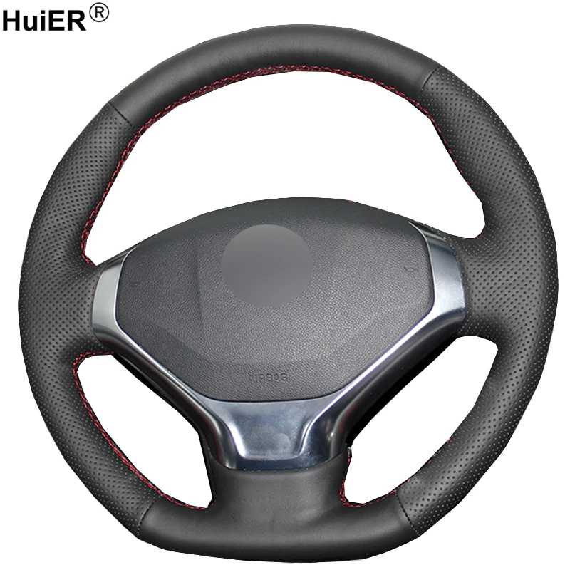 

Износостойкая черная кожаная чехол рулевого колеса автомобиля HuiER для Peugeot 3008 2013-2015, рулевое колесо, Стайлинг автомобиля