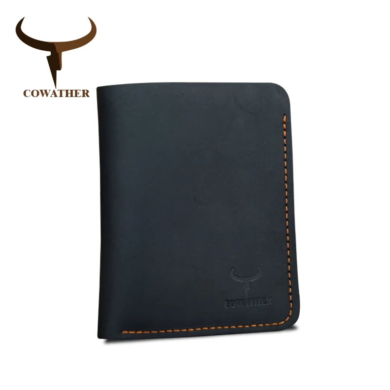 Cowather crazy horse кожа мужчины кошельки vintage подлинная кошелек кожаный для мужчин ковбой верхняя кожа тонкий поставить
