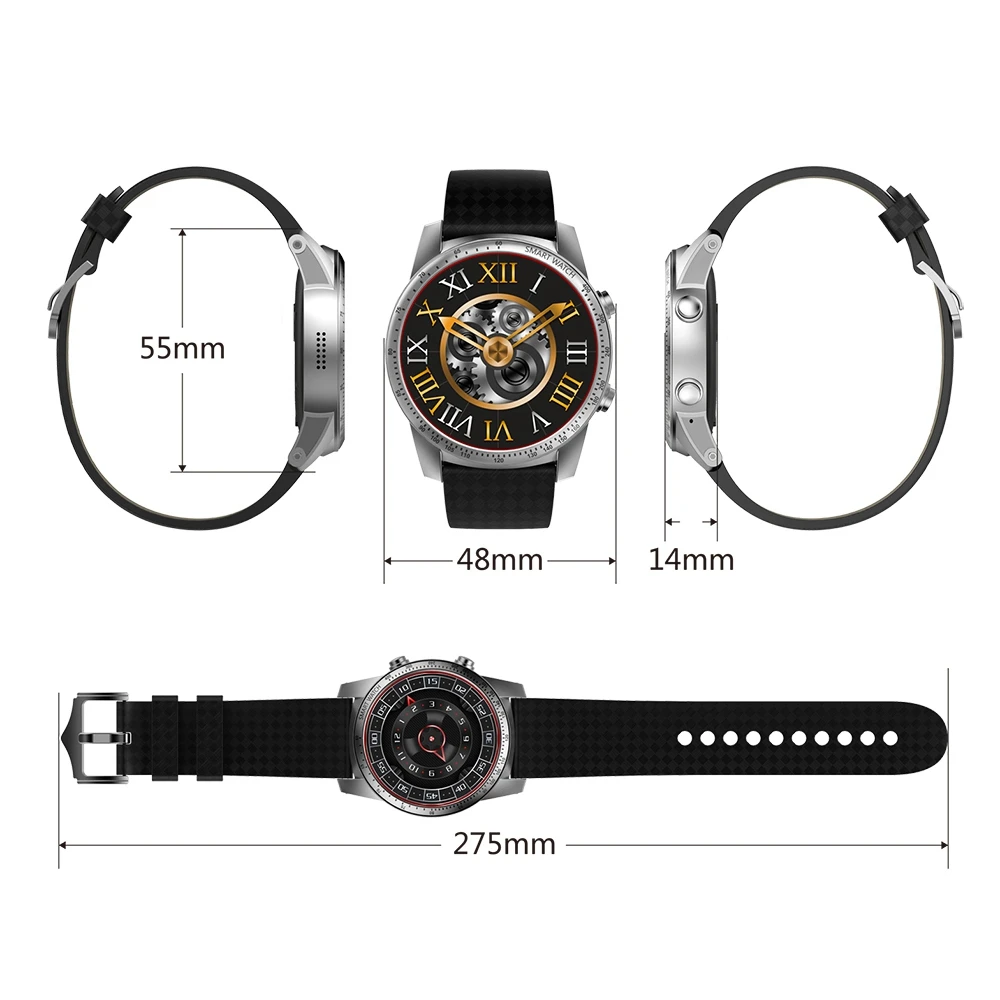 KW99 Android 5.1 Smart Watch 3G MTK6580 8GB Bluetooth SIM WIFI Phone GPS Heart Rate Monitor Wearable Devices Black | Электроника