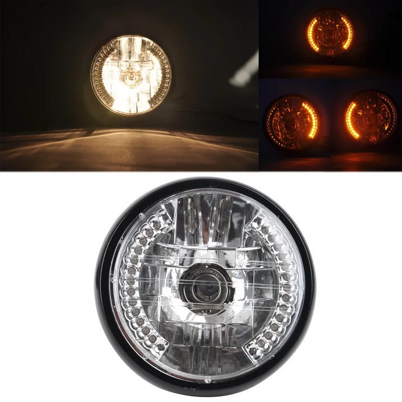 7 ''мотоциклетные фары поворотник янтарные огни лампа для Bobber Dyna Honda Suzuki Yamaha