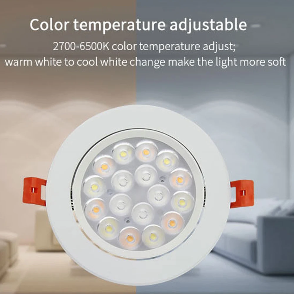 Светодиодная панельная лампа Mi Light 9 Вт, Wi-Fi, 2,4 г, Радиочастотный пульт, Круглый, скрытый, RGB CCT, затемненный, RGBW, потолочный светильник, утопленный вниз, AC 85-265 в