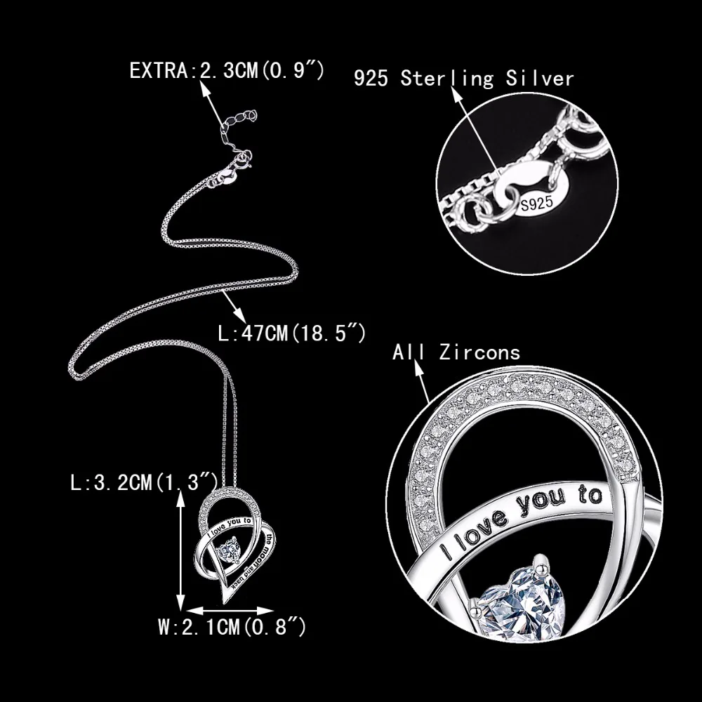 Tuliper Heart Necklaces Bridal Pendant Necklace 925 Sterling Silver Cubic Zircon For Women Party Valentine Jewelry | Украшения и