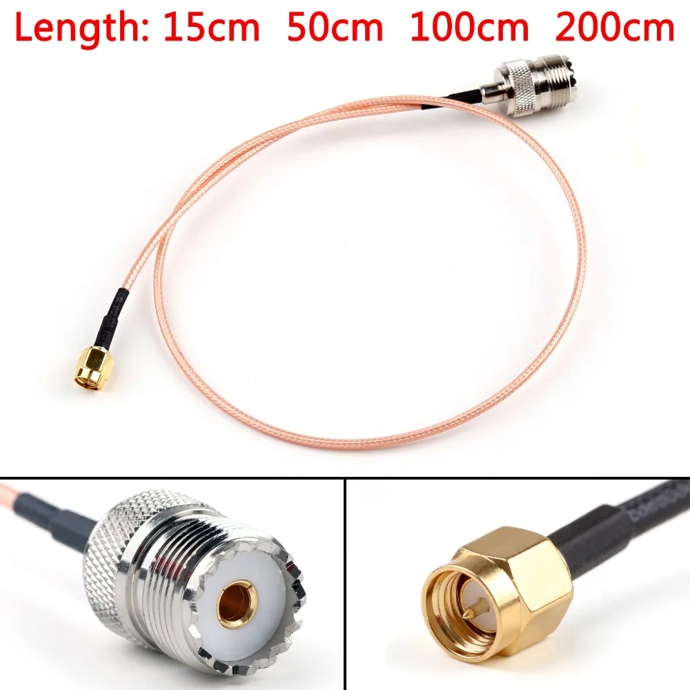 Кабель Areyourshop RG316 со штекером SMA и гнездом SO239 UHF прямой отрезок 15 см 50 100 200