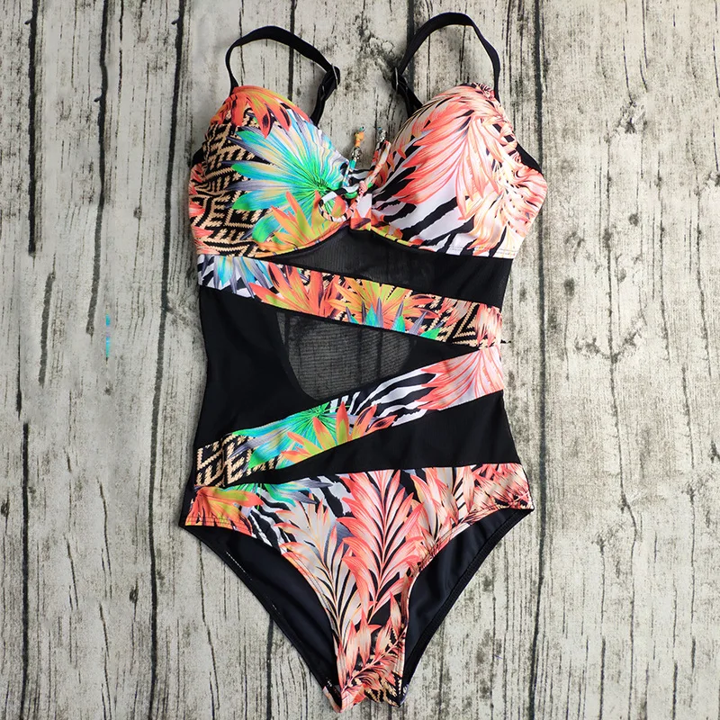 Сексуальный женский купальник большого размера цельный сетчатый Монокини