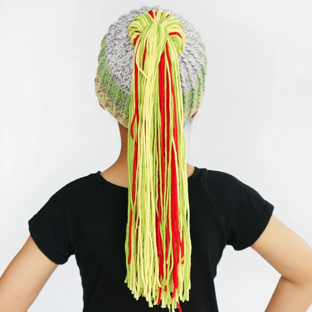 BooLawDee зимняя детская вязаная шапочка с ямайским париком шапка ручной работы