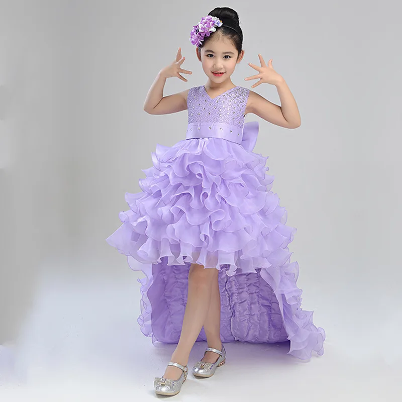 Ball Gown Glitz Trailing Tiers Puffy Fancy Flower Girls Party Ceremony Dresses Kids Baby Dovetail Clothes Carnival Costume | Детская