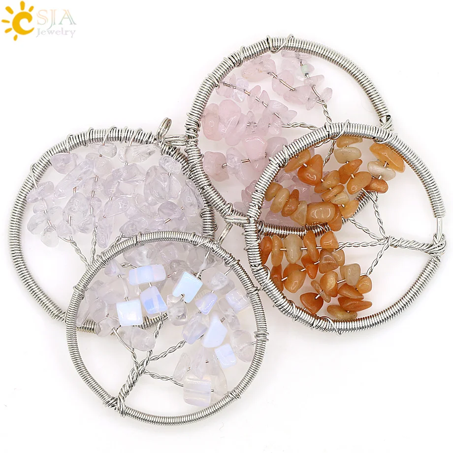 Женский кулон рейки CSJA из натурального камня с кристаллом исцеление радужная