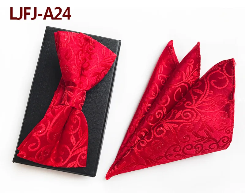 Новый дизайн красный синий темно галстук бабочка и носовой платок Шелковый