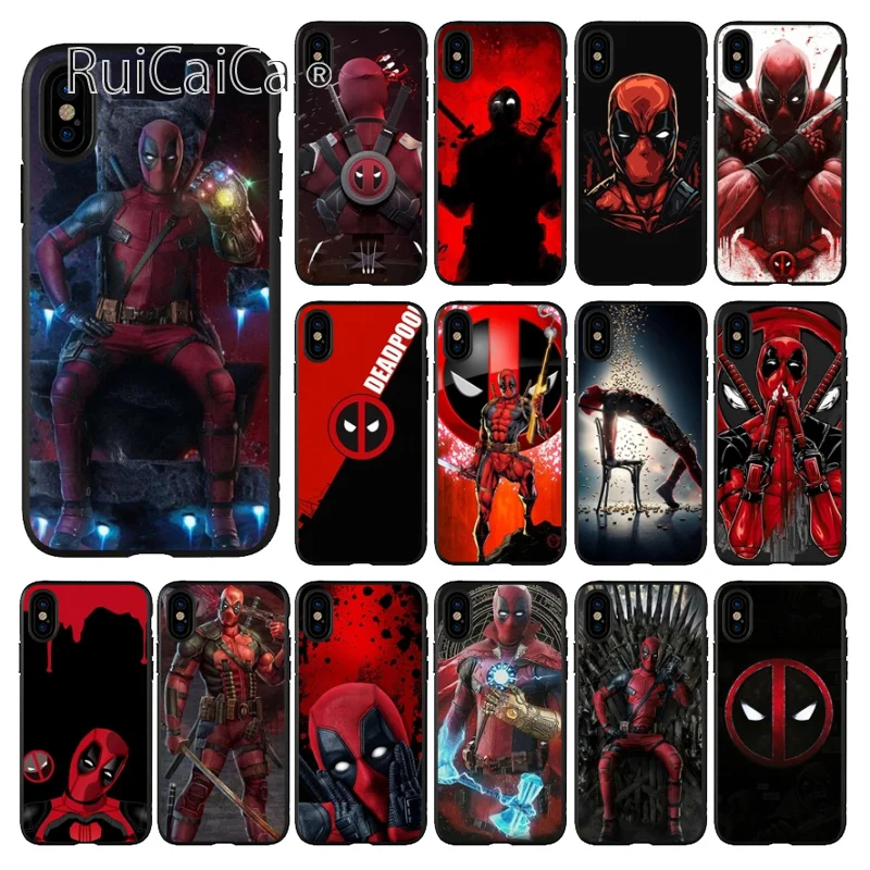 Чехол для телефона Ruicaica Marvel Deadpool черный мягкий силиконовый чехол Apple iPhone 8 7 6 6S Plus X