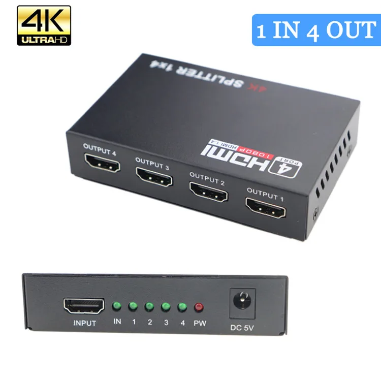 HDMI коммутатор 1X4 1 в 4 Выход HDMI сплиттер усилитель 1X2 1 в 2 выход Поддержка HDCP 1080P 4 к/2 к 3D для HDTV DVD PS4 Xbox - Цвет: 1 In 4 Out