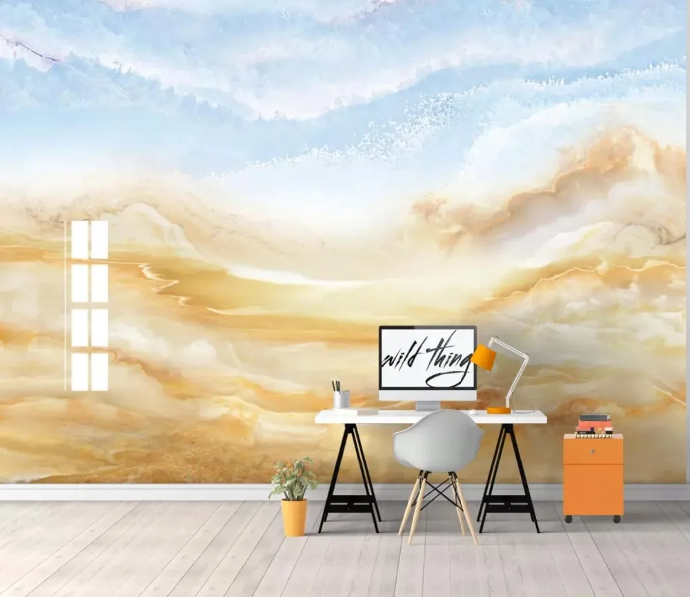 

[Self-Adhesive] 3D Blue Sky Golden Beach 66 Wall Paper mural Wall Print Decal Wall Murals