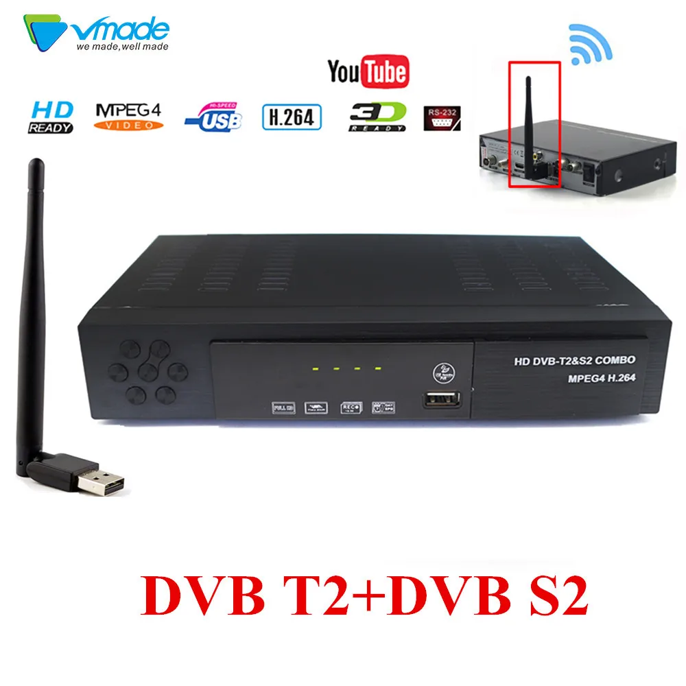Full HD DVB T2 S2 комбо декодер + спутниковый приемник WiFi поддержка IKS Cccam Youtube Biss наземный