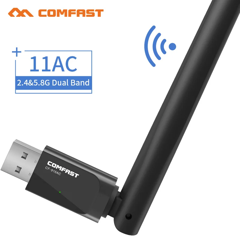 COMFAST CF-916AC AC600 Dual band 2.4 +5.8Ghz Mini USB Wi-Fi wi fi Adapter Wireless Dongle 600Mbps PC Adaptador Wi Fi Receiver | Компьютеры