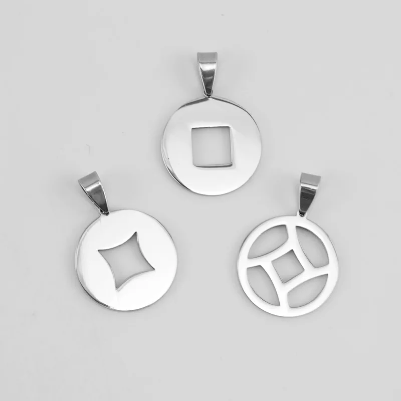 

Simsimi круглые квадратные подвески с отверстиями для мужчин и женщин, полированные двойные подвески из нержавеющей стали, сделай сам, оптовая продажа, 10 шт.