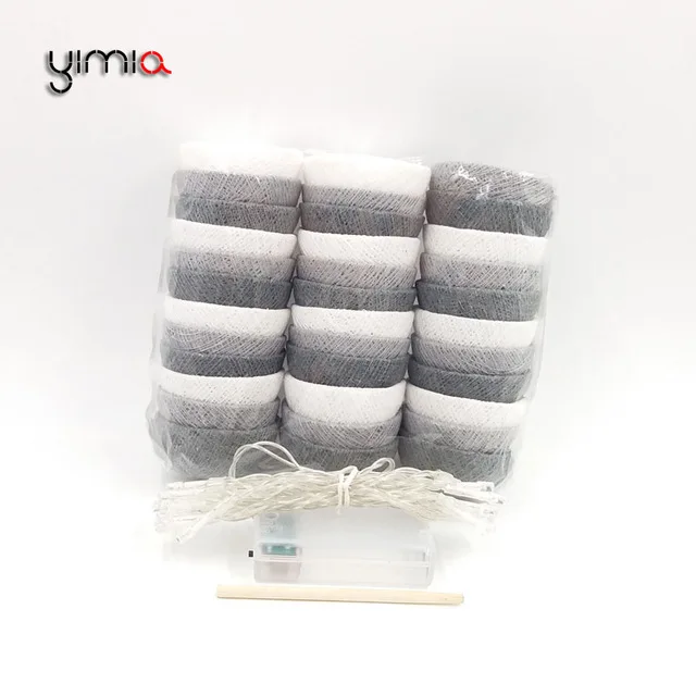 Battery 2M 20 Leds YIMIA DIY 20 шт./компл. ватным тампоном светодиодный гирлянда Рождественский гирлянды для дома Свадебная вечеринка украшения освещение напольный светильник - Испускаемый цвет: Battery 2M 20 Leds