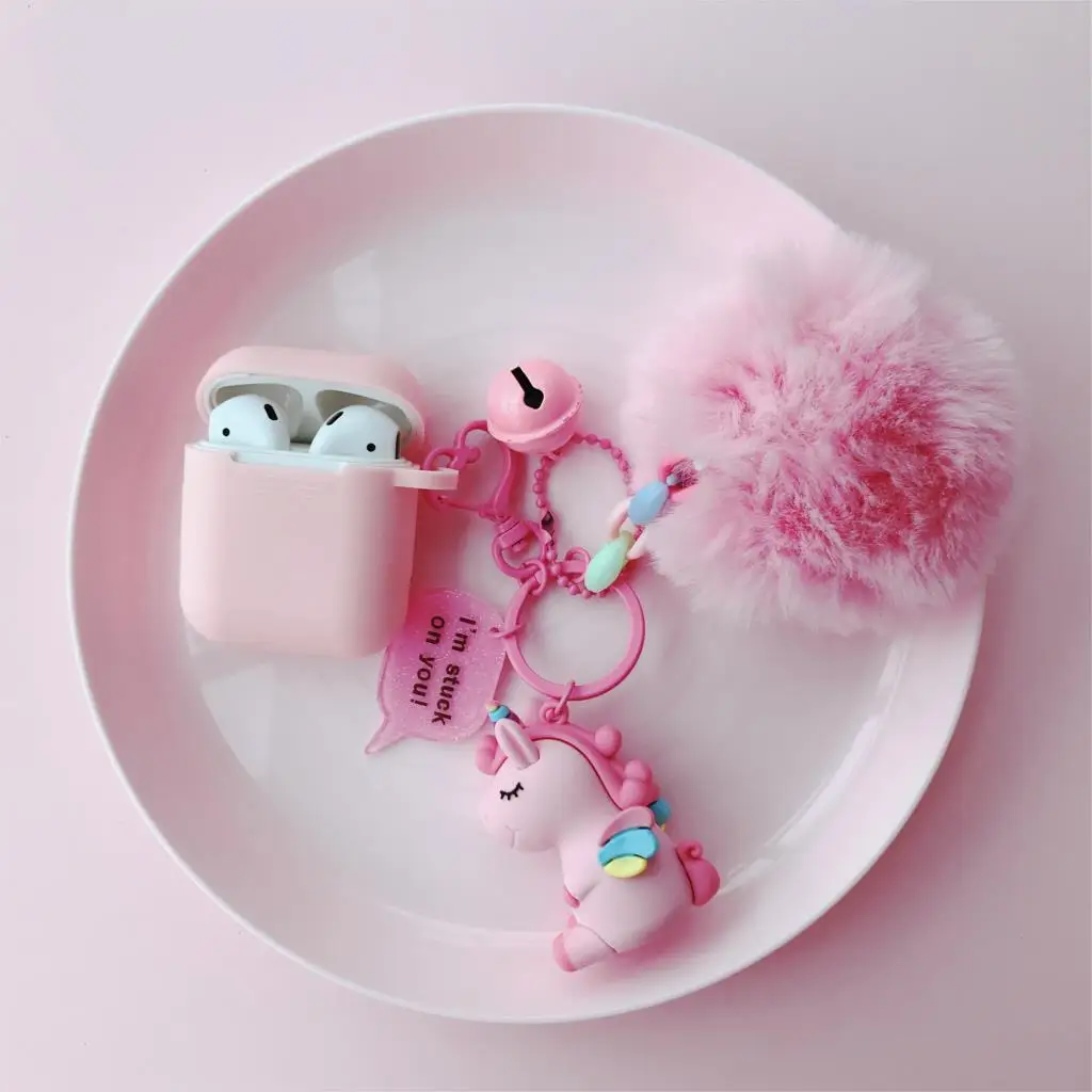 Гарнитура для airpods Милая игрушечная сумка с единорогом, защитная крышка для iphone airpods, ремешок для телефона, мультяшный колокольчик-брелок