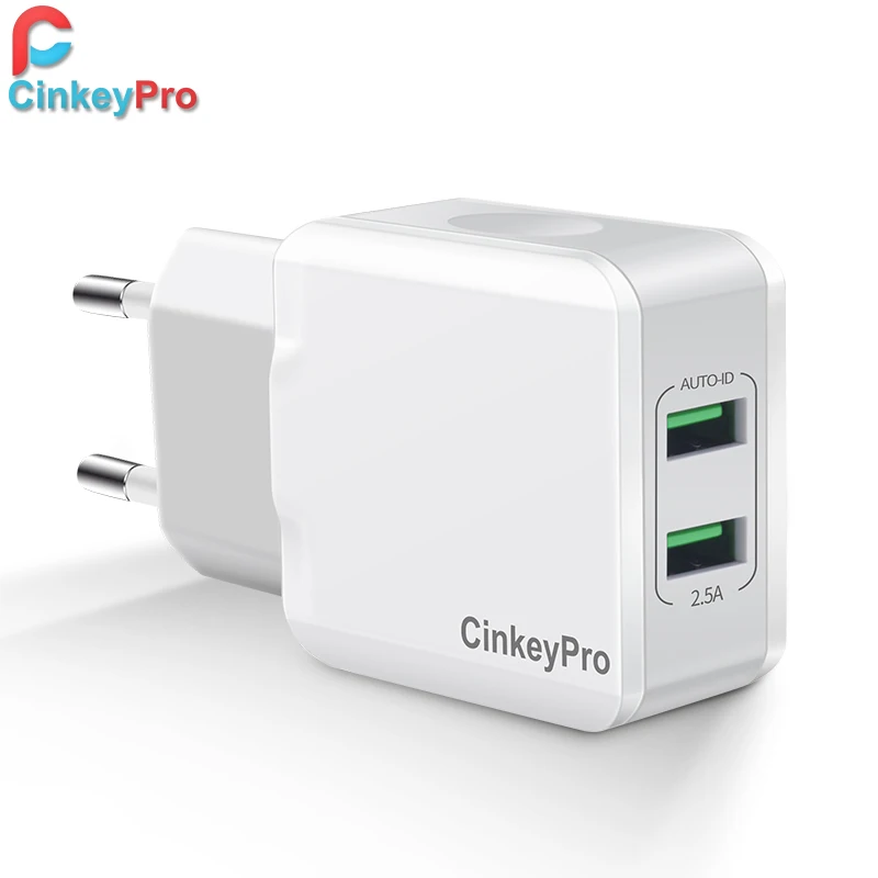 CinkeyPro USB Зарядное устройство для iPhone 5 6 7 iPad samsung 2 Порты В/2.5A стены адаптер ЕС разъем