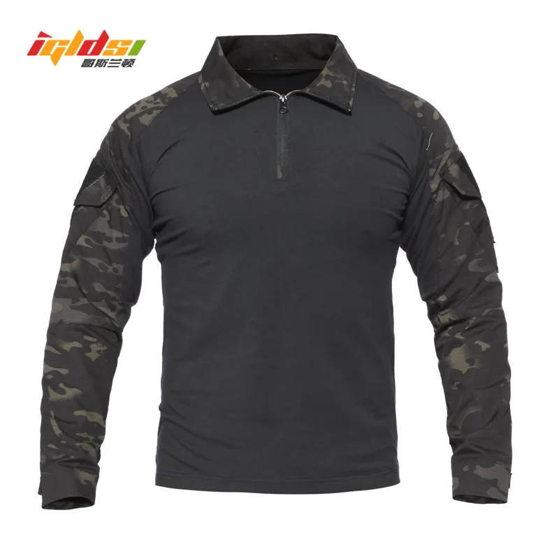 

Camouflage Tactical t shirts Men Military Army Rip-stop SWAT Combat Shirts 2018 Spring Autumn Long Sleeve Airsoft Hunt Shirts
