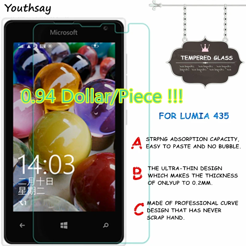 2 шт. для стекла Lumia 435 закаленное стекло защиты экрана 532 защитная пленка N435 Youthsay |
