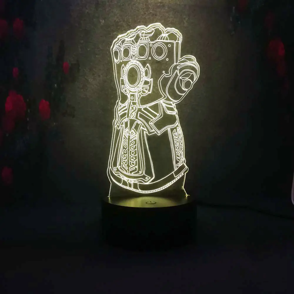 Marvel Мстители супергерой танос бесконечность перчатки Декор ночник лампа 3D USB LED