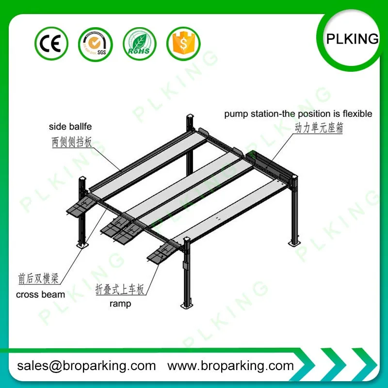 PLKING High Quality 4 Post Vehicle Lift |