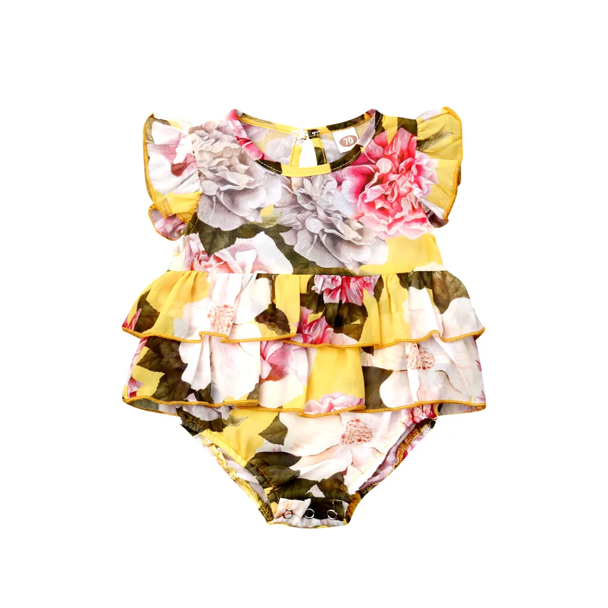 Одежда для новорожденных девочек от 0 до 24 месяцев комбинезон с рюшами и рукавами