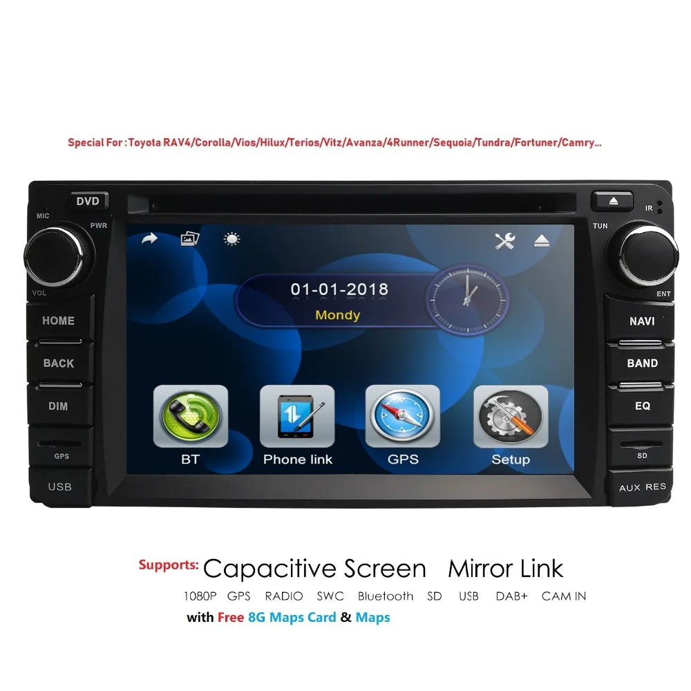 Hizpo 2 din радио gps навигация автомобильный dvd плеер для Toyota Hilux VIOS старый Camry Prado RAV4 2003