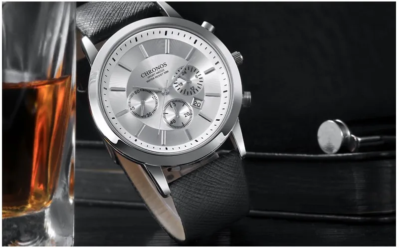 Для мужчин s часы CHRONOS бренд Ultra Slim кварцевые Военная Униформа часы для мужчин водостойкие Дата часы Relogio Masculino Montre Saat для мужчин