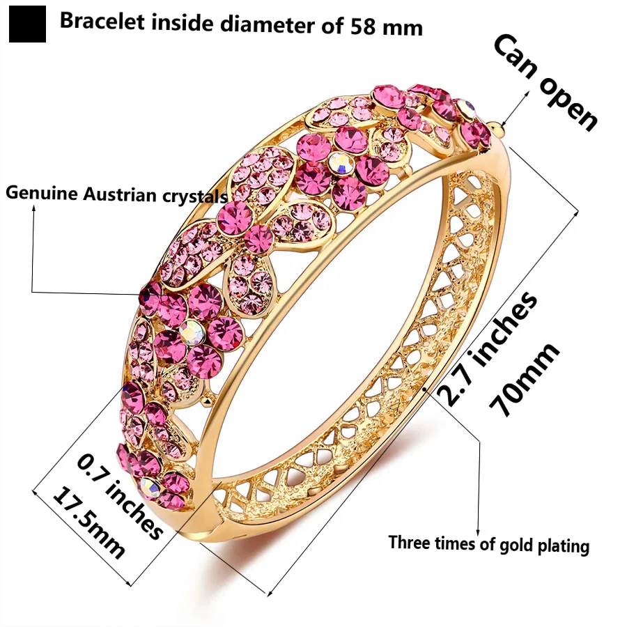 Женские браслеты с австрийскими кристаллами свадебные ювелирные украшения