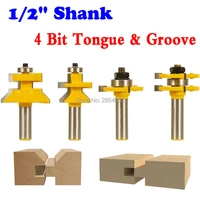 4 bit tongue groove and v notch router bit set 12 shank line knife woodworking cutter tenon cutter for woodworking tools