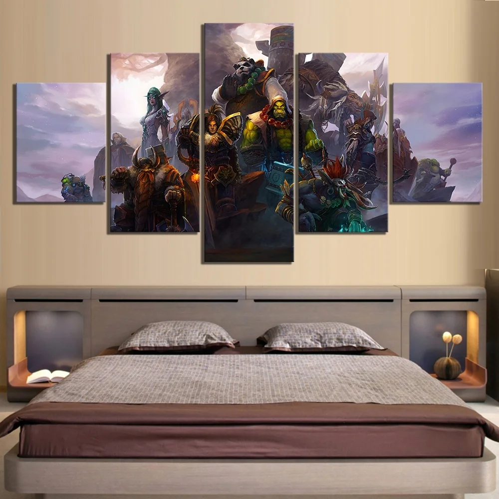 

5 Piece Wall Art World of Warcraft Game Poster Canvas Painting for Home Decor